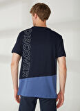 Lacivert Erkek Bisiklet Yaka Kısa Kollu Relaxed Baskılı T-Shirt WITH