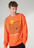 Discovery Expedition Turuncu Erkek Bisiklet Yaka Uzun Kollu Loose Fit Baskılı Sweatshirt OCEAN