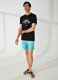 Discovery Expedition Siyah Erkek Bisiklet Yaka Kısa Kollu Relaxed Baskılı T-Shirt TENX