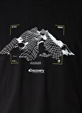 Discovery Expedition Siyah Erkek Bisiklet Yaka Kısa Kollu Relaxed Baskılı T-Shirt TENX