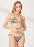 Mavi - Kırmızı - Turuncu Kadın Bikini Takım 212-1003