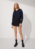 People By Fabrika Kapüşon Yaka Düz Lacivert Kadın Sweatshırt SCORP2