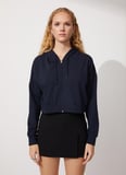 People By Fabrika Kapüşon Yaka Düz Lacivert Kadın Sweatshırt SCORP2