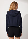 People By Fabrika Kapüşon Yaka Düz Lacivert Kadın Sweatshırt SCORP2
