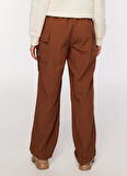 Fabrika Lastikli Bel Loose Fit Kahve Kadın Pantolon F3WL-PNT23