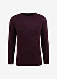 Fabrika Bisiklet Yaka Loose Fit Düz Bordo Erkek Kazak F3WM-KZK146