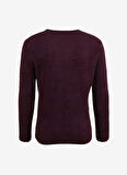 Fabrika Bisiklet Yaka Loose Fit Düz Bordo Erkek Kazak F3WM-KZK146