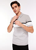 Fabrika Polo Yaka Basic Düz Gri Erkek Kazak F3WM-KZK153