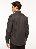 Regular Fit Gömlek Yaka Düz Antrasit Melanj Erkek Gömlek FC3WM-GML322