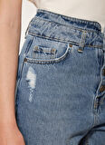 Aeropostale Yüksek Bel Normal Paça Mom Fit Açık İndigo Kadın Denim Pantolon A3WL-PNT2