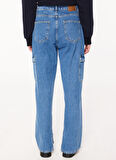 Aeropostale Yüksek Bel Normal Paça Regular Fit İndigo Kadın Denim Pantolon A3WL-PNT6