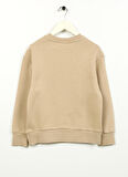 Bej Erkek Çocuk Bisiklet Yaka Oversize Baskılı Sweatshirt D3WB-SWT29