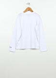 Beyaz Kız Çocuk Bisiklet Yaka Baskılı T-Shirt D3WG-TST3