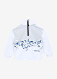 Discovery Expedition Beyaz Kız Çocuk Dik Yaka Crop Baskılı Sweatshirt D3WG-SWT25