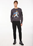 Füme Erkek Bisiklet Yaka Baskılı Sweatshirt D3WM-SWT38