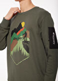 Haki Erkek Bisiklet Yaka Baskılı Sweatshirt D3WM-SWT38