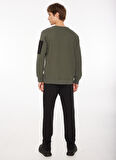 Haki Erkek Bisiklet Yaka Baskılı Sweatshirt D3WM-SWT38