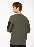 Haki Erkek Bisiklet Yaka Baskılı Sweatshirt D3WM-SWT38