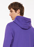 Mor Erkek Kapüşonlu Baskılı Sweatshirt D3WM-SWT41