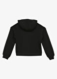 Caterpillar Siyah Kız Çocuk Bisiklet Yaka Crop Baskılı Sweatshirt C3WG-SWT14