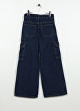 Caterpillar Koyu İndigo Kız Çocuk Boru Paça Düz Kargo Pantolon C3WG-PNT02