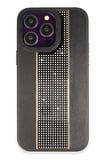 Fuchsia iPhone 14 Pro Max ile Uyumlu Kılıf HBC-160 Almera Taşlı Kapak - Siyah