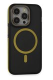 Fuchsia iPhone 14 Pro ile Uyumlu Kılıf Rocky Kablosuz Şarj Özellikli Kapak - Siyah-Sarı