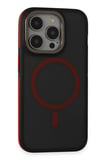 Fuchsia iPhone 14 Pro Max ile Uyumlu Kılıf Rocky Kablosuz Şarj Özellikli Kapak - Siyah-Kırmızı
