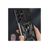 Newface Samsung Galaxy S23 Ultra Kılıf Pars Lens Yüzüklü Silikon - Yeşil