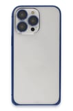 Fuchsia iPhone 15 Pro Max ile Uyumlu Metal Bumper Mat Kapak - Lacivert