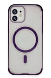 Fuchsia iPhone 11 ile Uyumlu Hilton Kablosuz Şarj Özellikli Kapak - Derin Mor