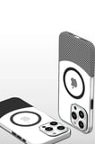 Fuchsia iPhone 16 Pro ile Uyumlu Carbon Puzzle Kablosuz Şarj Özellikli Kapak - Desert