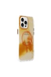 Fuchsia iPhone 15 Pro Max ile Uyumlu Phantom Kablosuz Şarj Özellikli Kapak - Gold