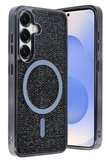 Fuchsia Samsung Galaxy S25 ile Uyumlu Helen Kablosuz Şarj Özellikli Kapak - Siyah