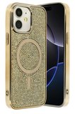 Fuchsia iPhone 11 ile Uyumlu Helen Kablosuz Şarj Özellikli Kapak - Gold
