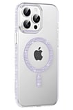 Fuchsia iPhone 14 Pro Max ile Uyumlu Move Taşlı Kablosuz Şarj Özellikli Kapak - Lila