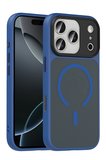 Fuchsia iPhone 17 Pro Max ile Uyumlu Megane Kablosuz Şarj Özellikli Kapak - Lacivert