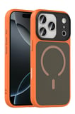 Fuchsia iPhone 17 Pro Max ile Uyumlu Megane Kablosuz Şarj Özellikli Kapak - Turuncu