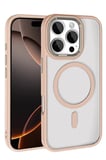 Fuchsia iPhone 16 Pro Max ile Uyumlu Terea Kablosuz Şarj Özellikli Kapak - Gold
