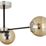 Nide 3Lü Siyah Krom Bal Camlı Modern Genç Odası Yatak Odası Retro Salon Avize 