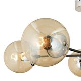 Nide 5Li Siyah Krom Bal Camlı Modern Genç Odası Yatak Odası Retro Salon Avize 