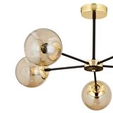 Nide 5Li Siyah Gold Bal Camlı Modern Genç Odası Yatak Odası Retro Salon Avize 