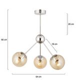 Meyo 3Lü Krom Bal Camlı Modern Genç Odası Yatak Odası Salon Avize 