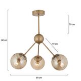 Meyo 3Lü Eskitme Bal Camlı Modern Genç Odası Yatak Odası Salon Avize 