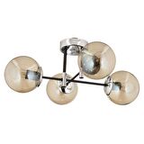 Maral 4Lü Siyah Krom Bal Camlı Modern Koridor Mutfak Salon Retro Avize