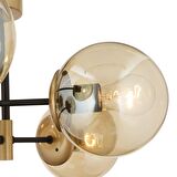Maral 6Lı Siyah Eskitme Bal Camlı Modern Genç Odası Yatak Odası Retro Salon Avize 