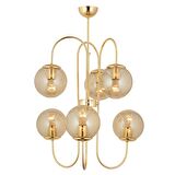 Sosa 6Lı Gold Bal Camlı Modern Genç Odası Cafe Restoran için Uygun Salon Avize 