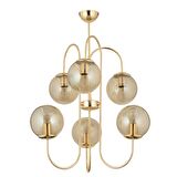 Sosa 6Lı Gold Bal Camlı Modern Genç Odası Cafe Restoran için Uygun Salon Avize 