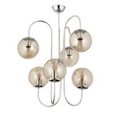 Sosa 6Lı Krom Bal Camlı Modern Genç Odası Cafe Restoran için Uygun Salon Avize 