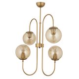 Sosa 4Lü Eskitme Boyalı Bal Camlı Modern Genç Odası Cafe Restoran için Uygun Salon Avize 